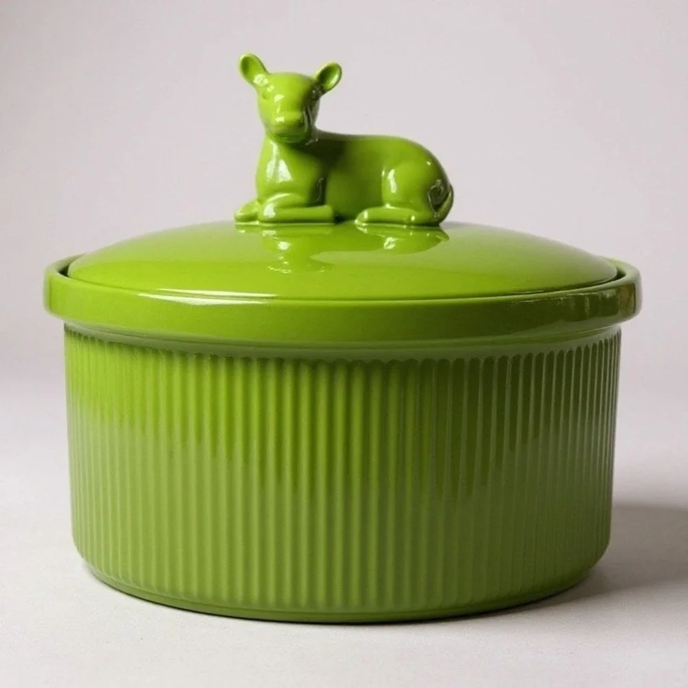 Martha Stewart Green Cow Casserole Dish Lid‎ Ceramic 9